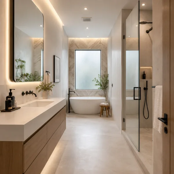 the Tub at End of Galley Bathroom