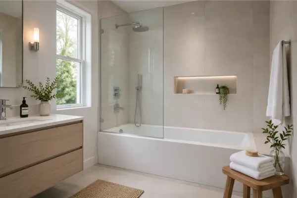 TubShower Combo With Frameless Glass Styled to Glow the TubShower Combo With Frameless Glass