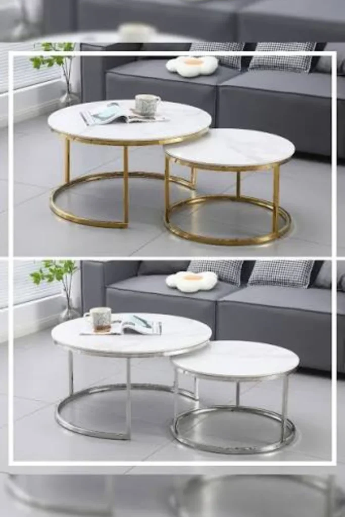 the Two Tier Glass and Marble Nesting Coffee Table Set