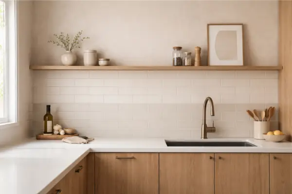 the Two Tone Backsplash With a Shelf Break