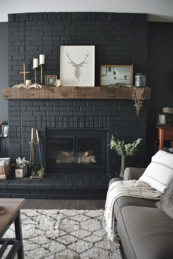 Two Toned Brick Fireplace Light and Dark Styled to Glow the Two Toned Brick Fireplace Light and Dark
