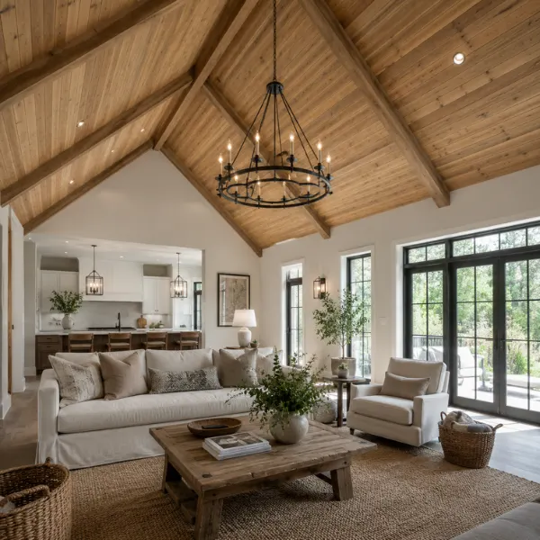 Vaulted Ceiling with Tongue and Groove Wood Planks Styled to Glow the Vaulted Ceiling with Tongue and Groove Wood Planks