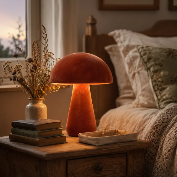 Velvet Mushroom Table Lamp Styled to Glow the Velvet Mushroom Table Lamp