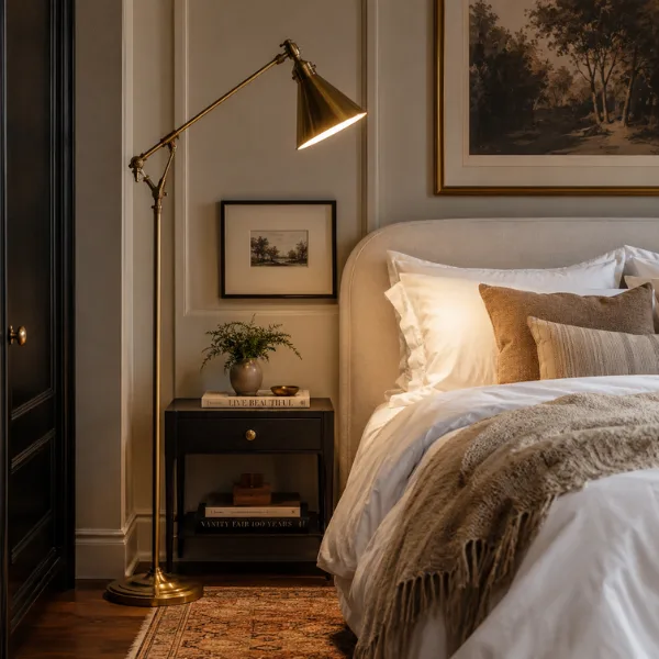 the Vintage Brass Adjustable Lamp