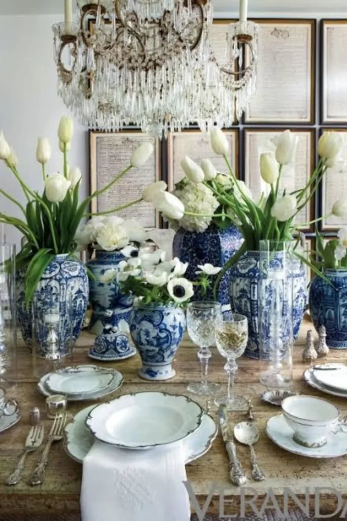 Vintage Chinoiserie Blue Porcelain Setting Styled to Glow the Vintage Chinoiserie Blue Porcelain Setting