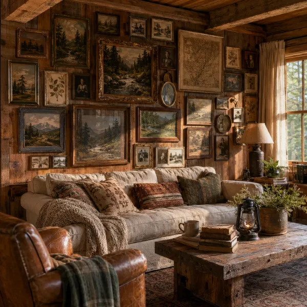 Vintage Gallery Wall Lounge Styled to Glow the Vintage Gallery Wall Lounge