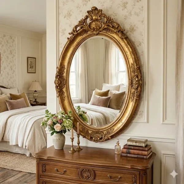 Vintage Ornate Gold Framed Oval Mirror Styled to Glow the Vintage Ornate Gold Framed Oval Mirror