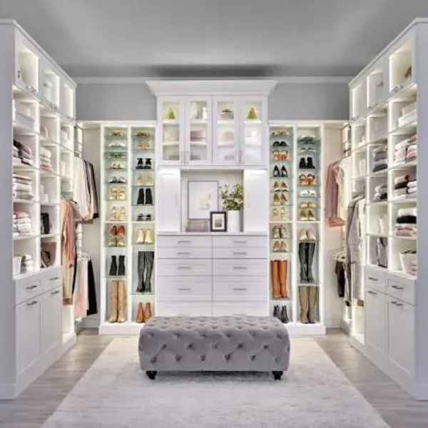 Walk In Closet with a Center Island Styled to Glow the Walk In Closet with a Center Island