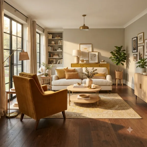 Warm Mustard and Ochre Accents with Neutral Walls Styled to Glow the Warm Mustard and Ochre Accents with Neutral Walls