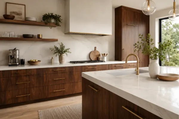 Warm Walnut Cabinets Styled to Glow the Warm Walnut Cabinets