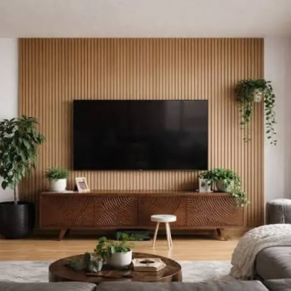 Warm Wood Paneling on One Wall Styled to Glow the Warm Wood Paneling on One Wall