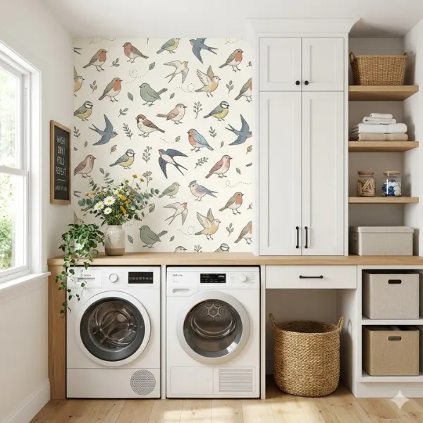 Whimsical Bird Doodle Wallpaper Styled to Glow the Whimsical Bird Doodle Wallpaper
