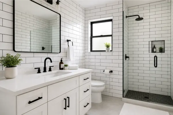 White Subway Tiles with Black Grout Styled to Glow the White Subway Tiles with Black Grout