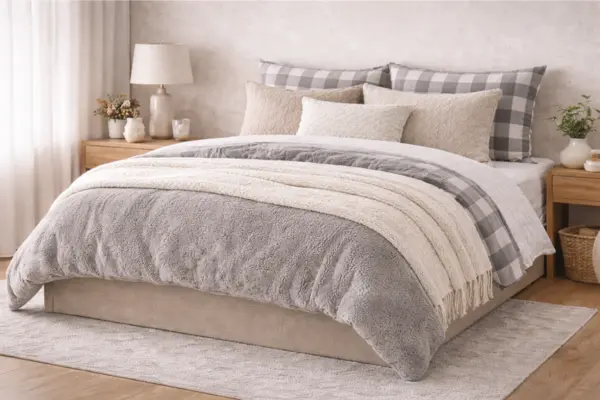 Winter Plush Layered Bedding Idea Styled to Glow the Winter Plush Layered Bedding Idea