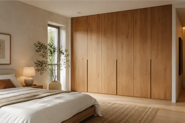 Wooden Wardrobe with Natural Finish Styled to Glow the Wooden Wardrobe with Natural Finish