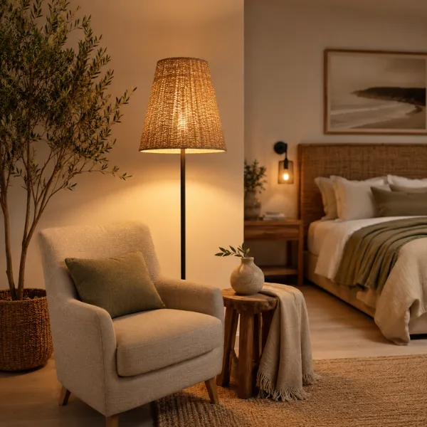 Woven Seagrass Tall Shade Floor Lamp Styled to Glow the Woven Seagrass Tall Shade Floor Lamp