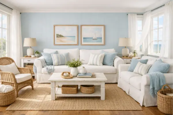 beach theme living room coastal cottage style Styled to Glow the beach theme living room coastal cottage style