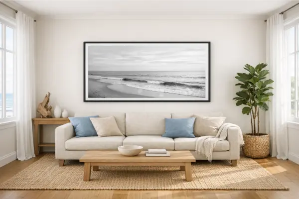 beach theme living room coastal photography wall art Styled to Glow the beach theme living room coastal photography wall art