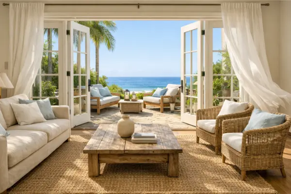 beach theme living room indoor outdoor connection Styled to Glow the beach theme living room indoor outdoor connection