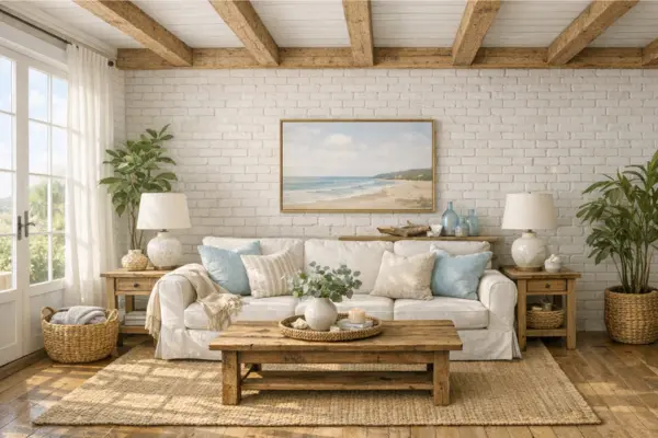 beach theme living room pink or peach accents Styled to Glow the beach theme living room pink or peach accents