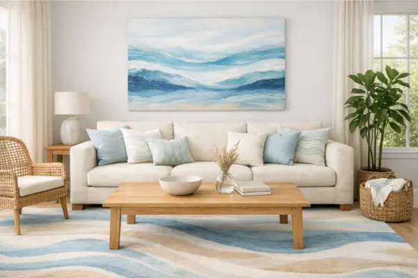 beach theme living room wavy water patterns Styled to Glow the beach theme living room wavy water patterns