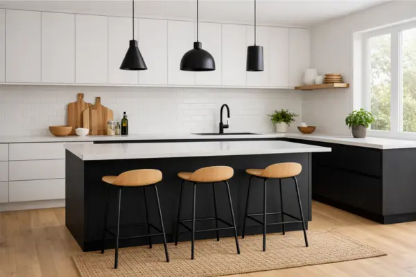 the black and white modern kitchen