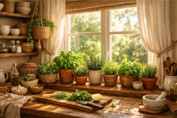 boho kitchen herb garden window Styled to Glow the boho kitchen herb garden window