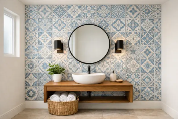 the bold tile feature wall
