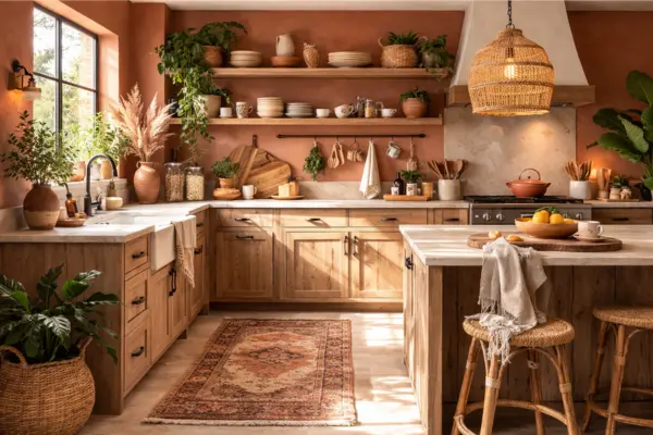 earthy wall colors boho kitchen Styled to Glow the earthy wall colors boho kitchen