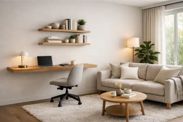 floating shelf desk living room office Styled to Glow the floating shelf desk living room office
