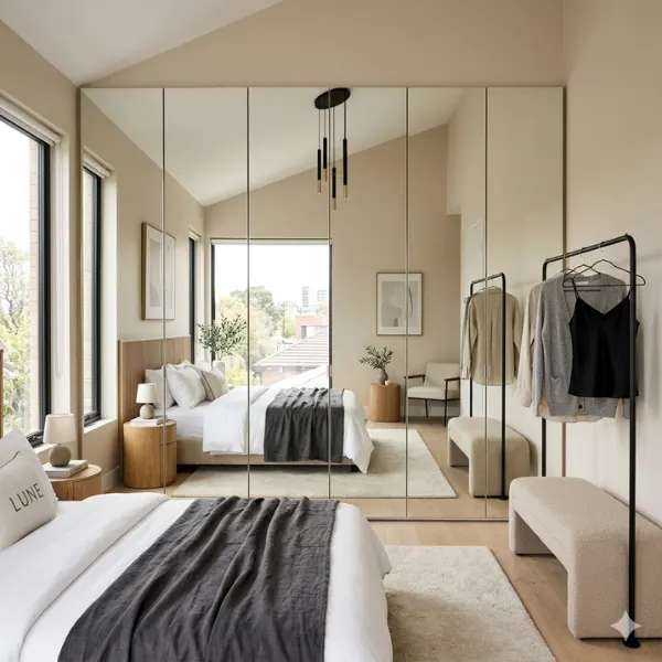 floor to Ceiling Mirror Panel Wall Styled to Glow the floor to Ceiling Mirror Panel Wall
