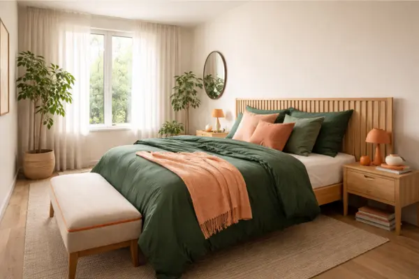 the forest green bedding light orange accessories bedroom