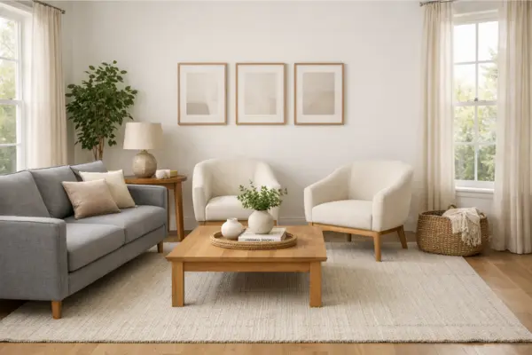 gray sofa facing accent chairs layout Styled to Glow the gray sofa facing accent chairs layout