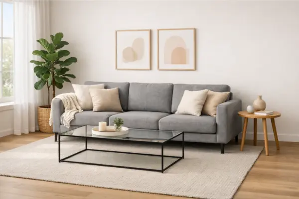 gray sofa glass coffee table living room Styled to Glow the gray sofa glass coffee table living room