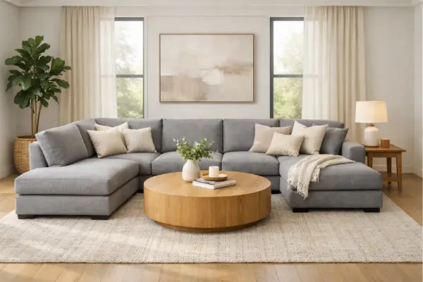 gray sofa round coffee table living room Styled to Glow the gray sofa round coffee table living room