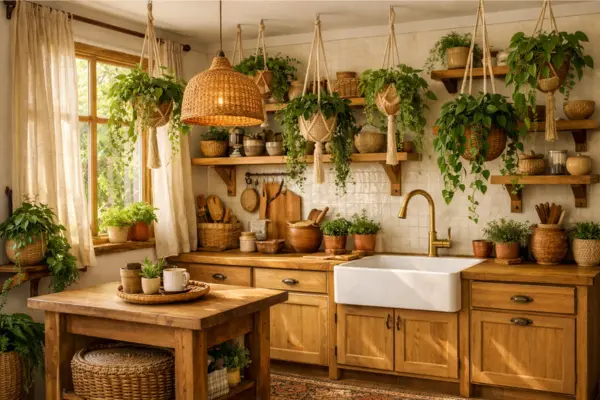 hanging plants boho kitchen Styled to Glow the hanging plants boho kitchen