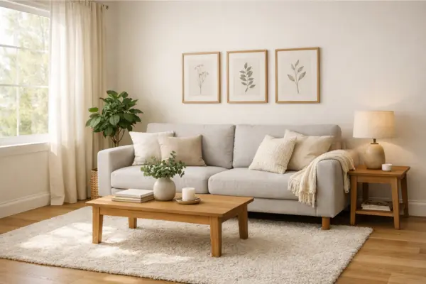 light gray sofa warm white living room Styled to Glow the light gray sofa warm white living room