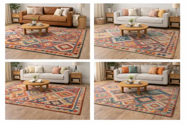 living Room Colorful Boho Kilim Rug Styled to Glow the living Room Colorful Boho Kilim Rug
