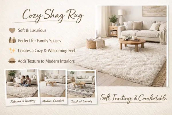 living Room Cozy Shag Rug Styled to Glow the living Room Cozy Shag Rug