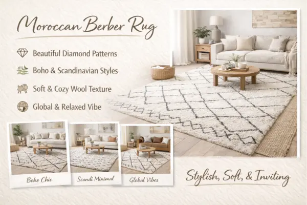 living Room Moroccan Berber Rug Styled to Glow the living Room Moroccan Berber Rug