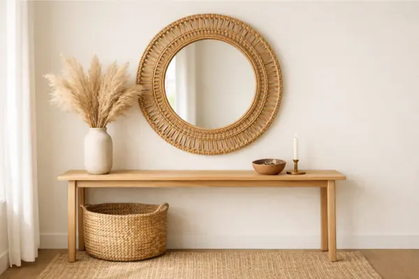 minimal boho entryway table styling Styled to Glow the minimal boho entryway table styling