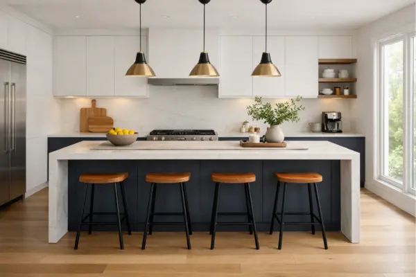 the modern kitchen with a statement island