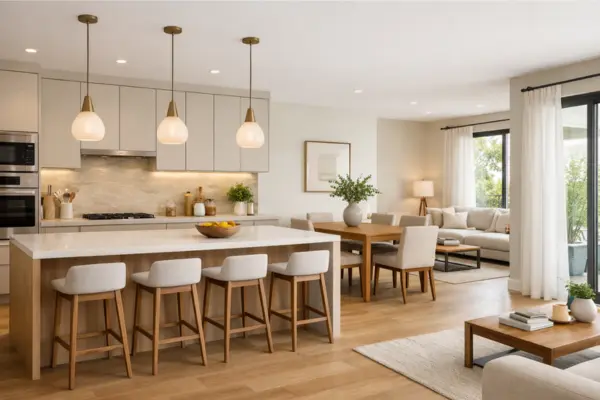 the open concept modern kitchen