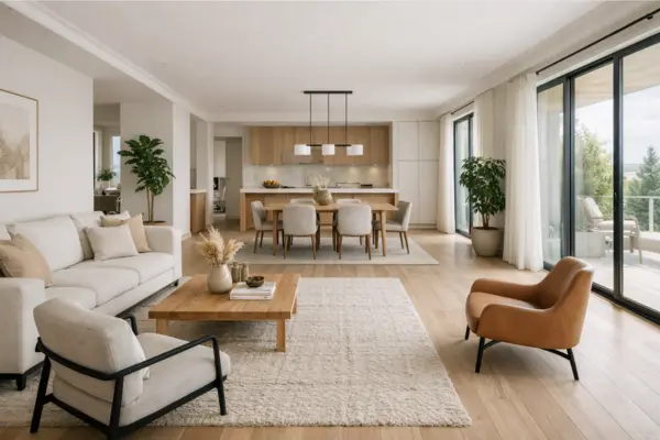 the open space living room clear natural walkways