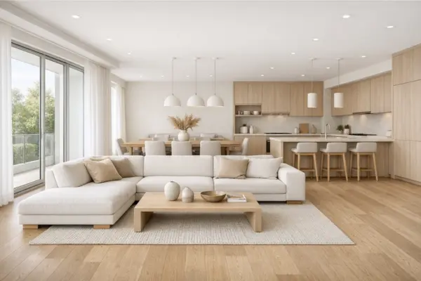 the open space living room connected layout