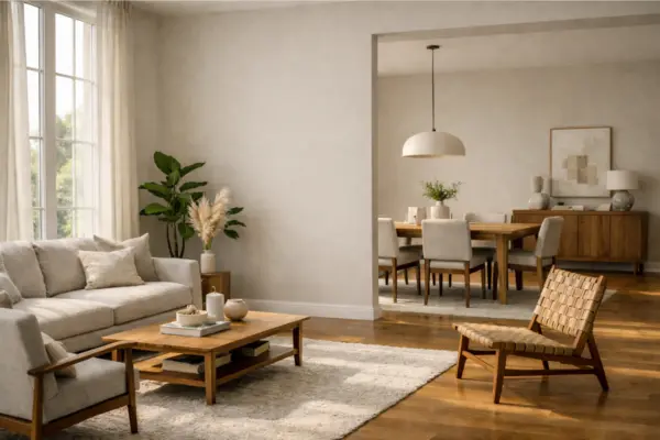 the open space living room floor mirror divider