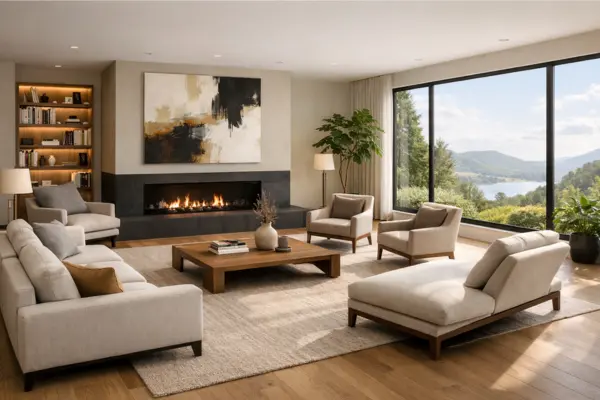 the open space living room seating view orientation