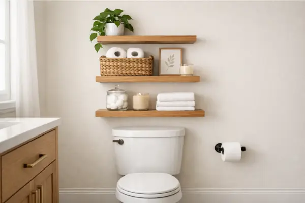 the over the toilet shelving decor