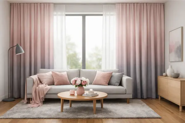 the pink grey ombre curtains