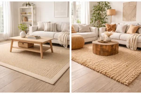 the sisal versus jute rug in Overall look and style